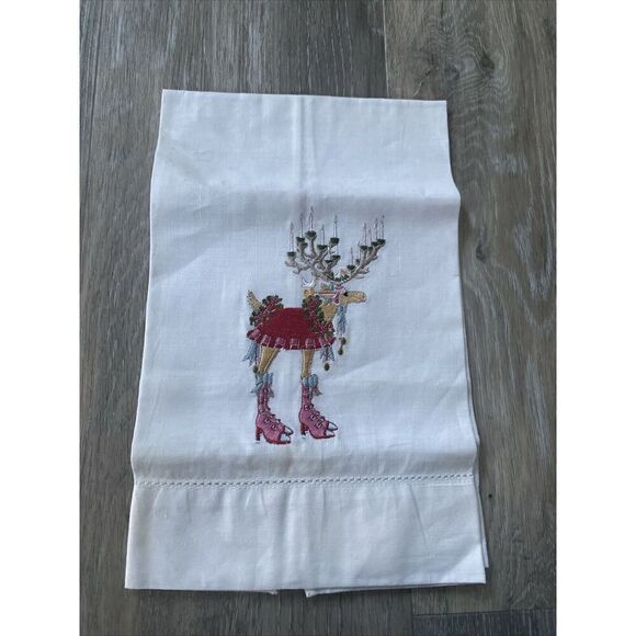 *Rare*NWT Patience Brewster “Donna Dash-Away” Reindeer Holiday Guest Tea Towel - Picture 1 of 6